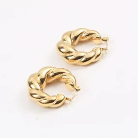 18K Gold-Filled Chunky Twisted Hoop Earrings