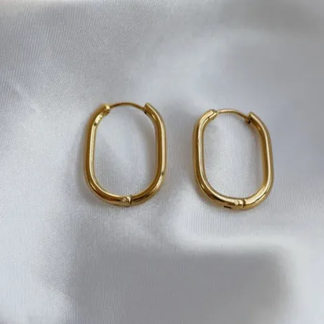 18K Gold-Filled Oval Link Hoop Earrings