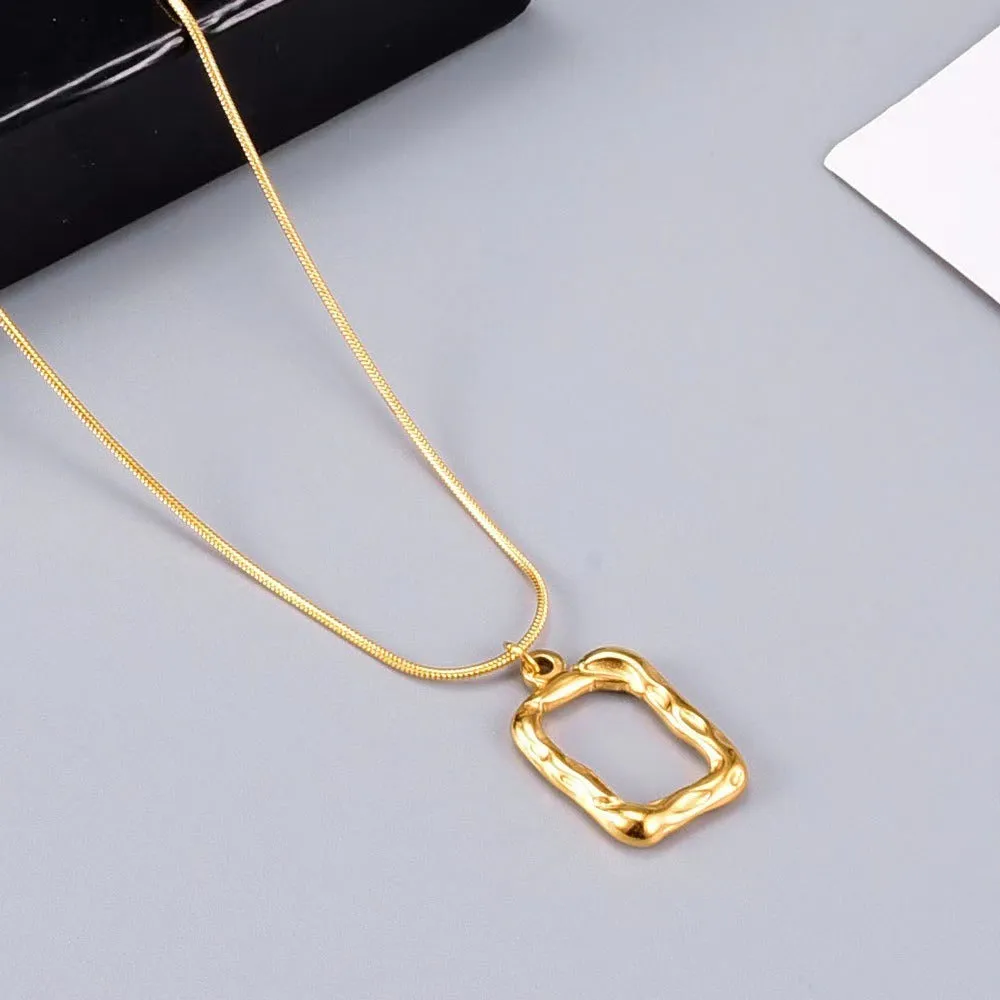 18k Gold-Plated Square Commemorative Necklace