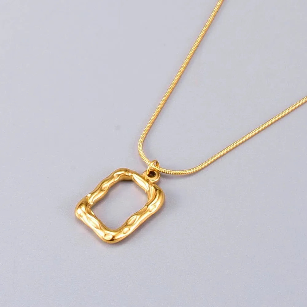 18k Gold-Plated Square Commemorative Necklace