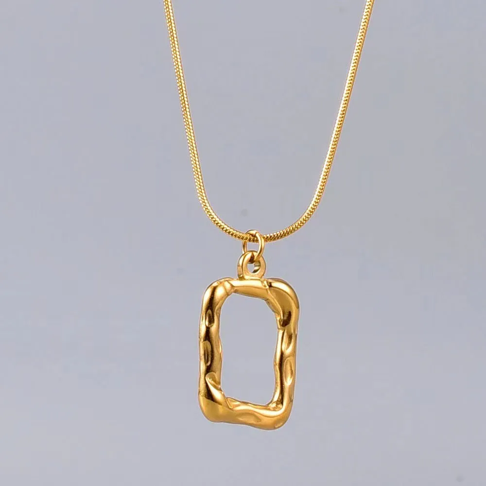 18k Gold-Plated Square Commemorative Necklace