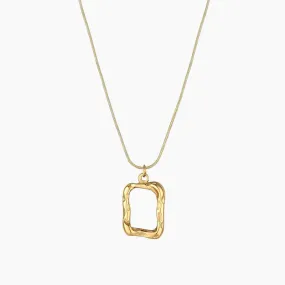 18k Gold-Plated Square Commemorative Necklace