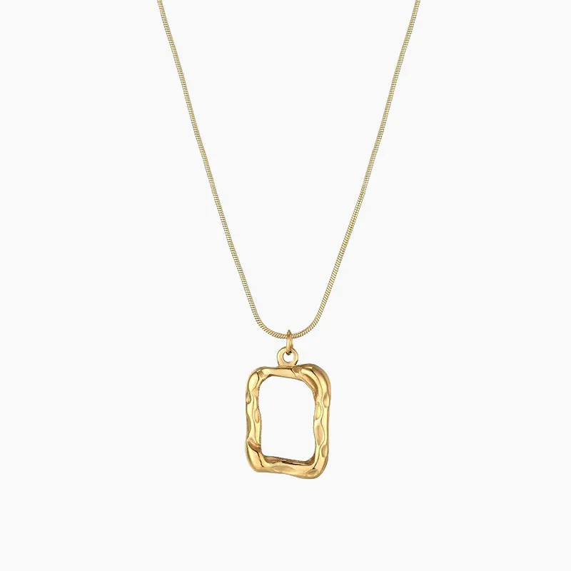 18k Gold-Plated Square Commemorative Necklace