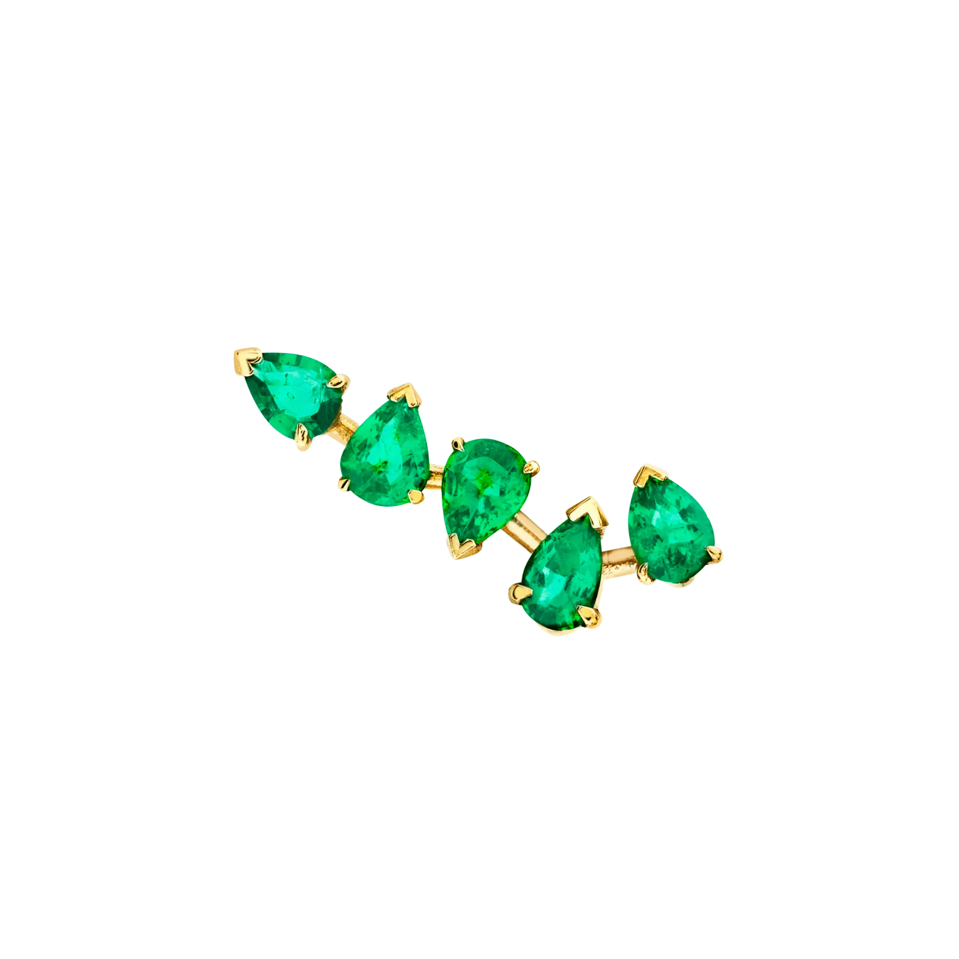 18k Reverse Water Drop 5 Emerald Earrings | Ready to Ship