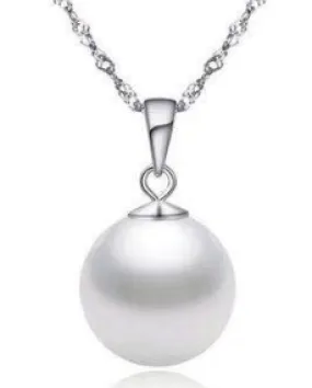 18K White Gold 1/2 ct Pearl Round 18 Inch Necklace Gold Plated