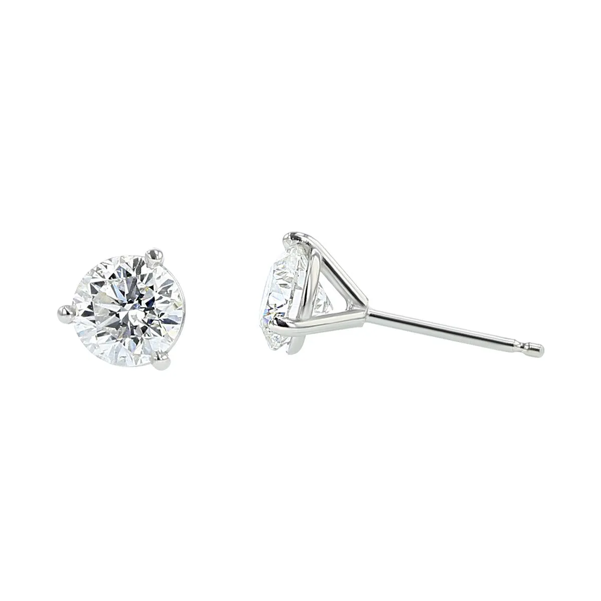 18K White Gold Round Brilliant Diamond Stud Earrings