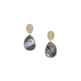 18K Yellow Gold Black Mother of Pearl Petite Earrings