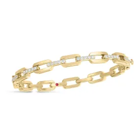 18K Yellow Gold Navarra Hard Chain Link Diamond Bangle