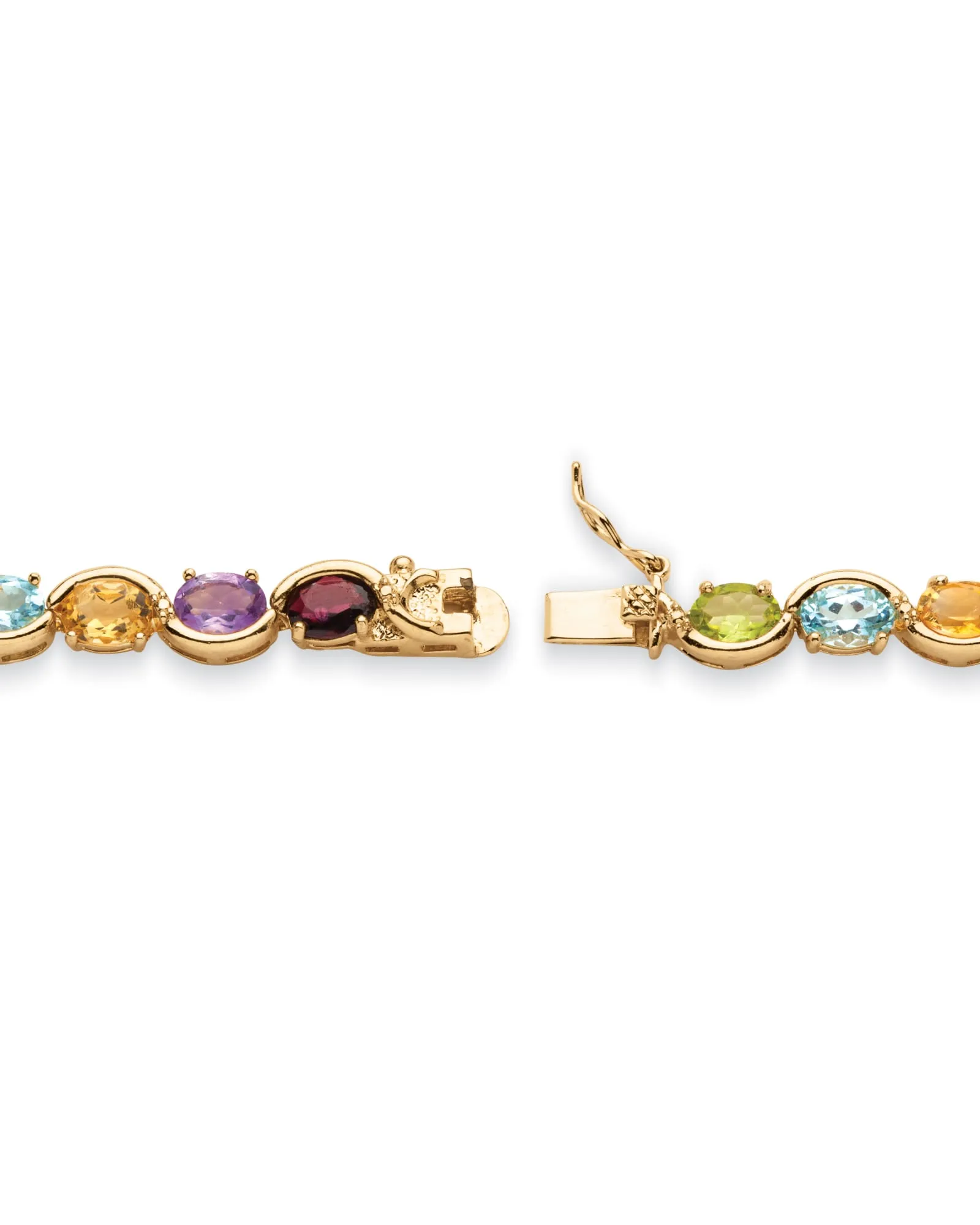 19 TCW Genuine Gemstone Tennis Bracelet Gold-Plated Sterling Silver | Green