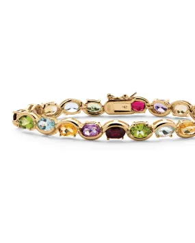 19 TCW Genuine Gemstone Tennis Bracelet Gold-Plated Sterling Silver | Green