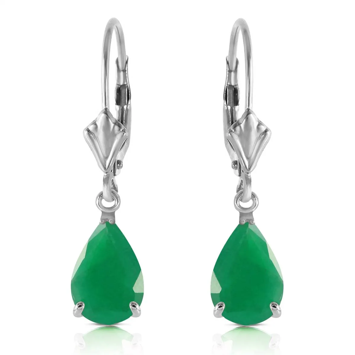 2 Carat 14K Solid White Gold Rivalry Emerald Earrings