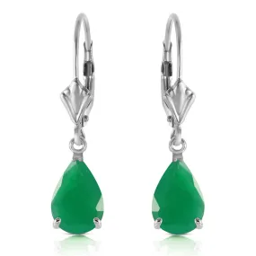 2 Carat 14K Solid White Gold Rivalry Emerald Earrings