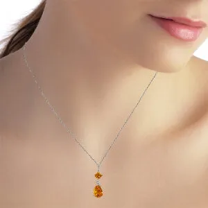 2 Carat 14K Solid White Gold Where Angels Tread Citrine Necklace