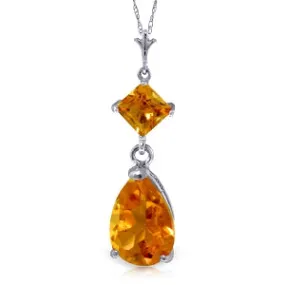 2 Carat 14K Solid White Gold Where Angels Tread Citrine Necklace