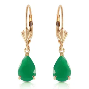 2 Carat 14K Solid Yellow Gold Extravaganza Emerald Earrings