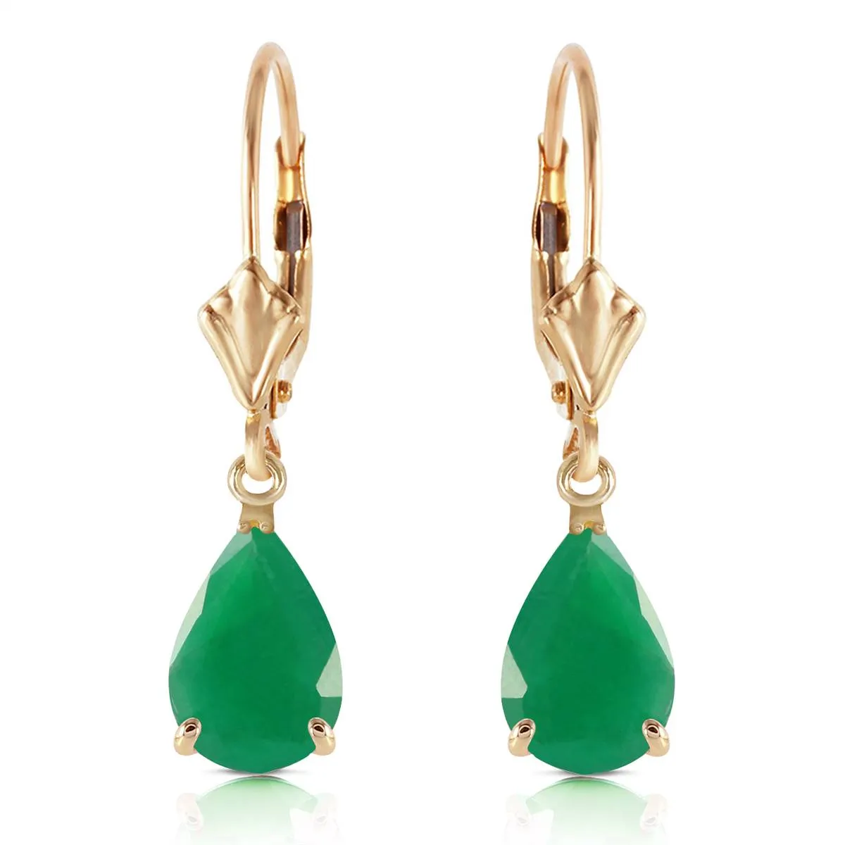 2 Carat 14K Solid Yellow Gold Extravaganza Emerald Earrings