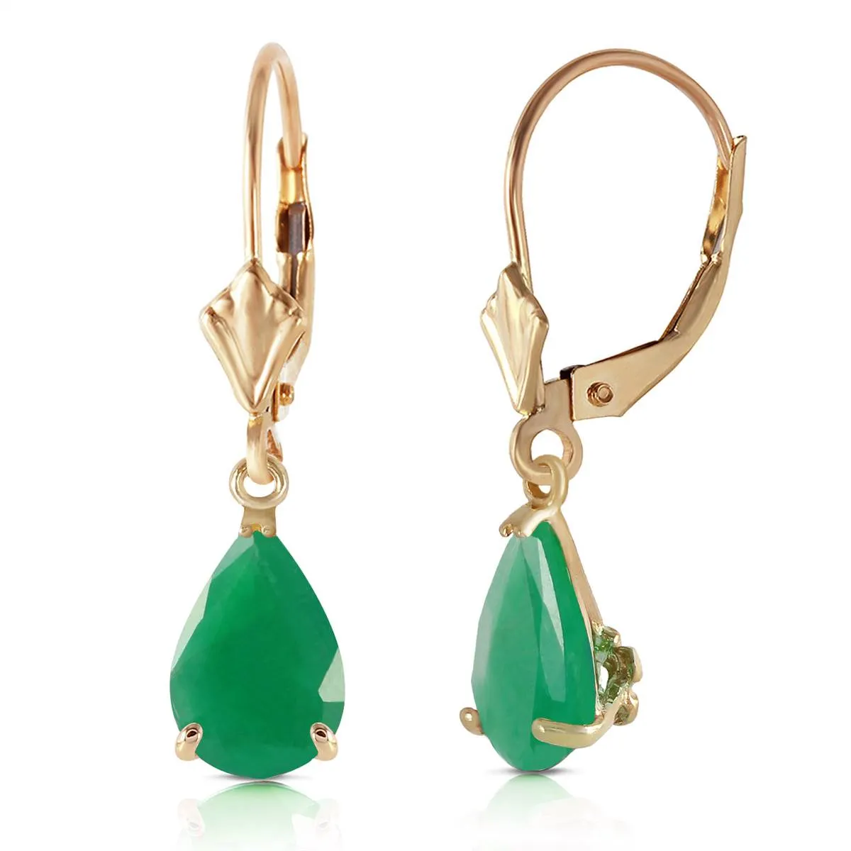 2 Carat 14K Solid Yellow Gold Extravaganza Emerald Earrings