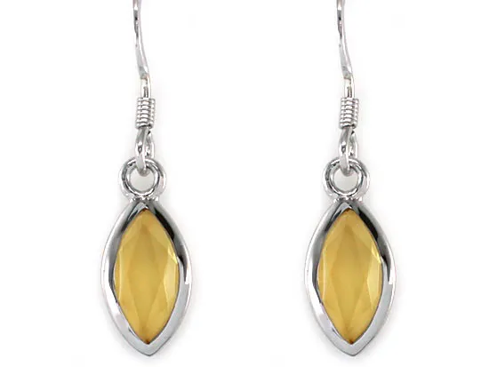 2 Carat Genuine Yellow Citrine 925 Sterling Silver Dangle Fine Earrings XFE8005