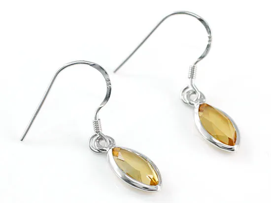 2 Carat Genuine Yellow Citrine 925 Sterling Silver Dangle Fine Earrings XFE8005