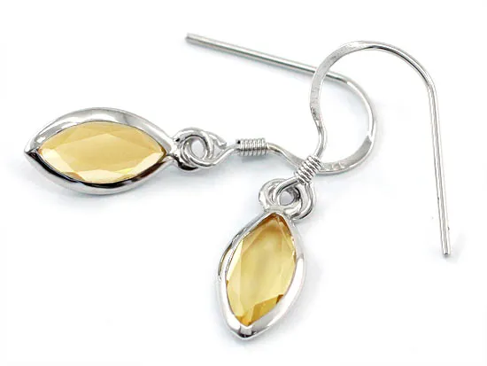 2 Carat Genuine Yellow Citrine 925 Sterling Silver Dangle Fine Earrings XFE8005