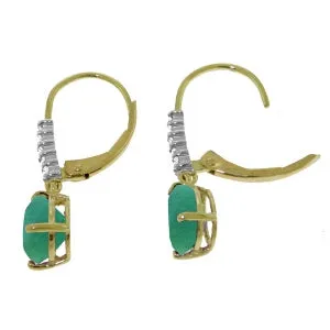 2.15 Carat 14K Solid Yellow Gold Violeta Emerald Diamond Earrings