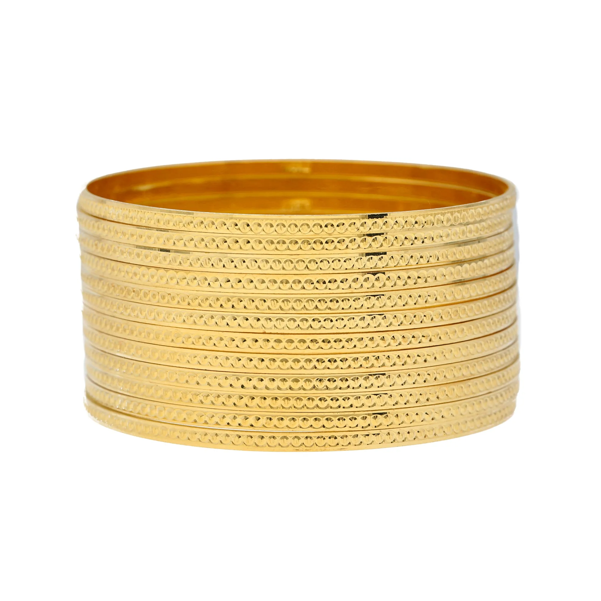 22K Yellow Gold Bangle Set of 12 (129.7gm)