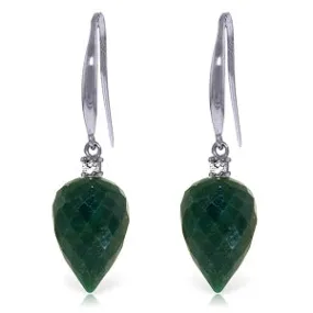 25.9 Carat 14K Solid White Gold Happy Beginnings Emerald Diamond Earrings