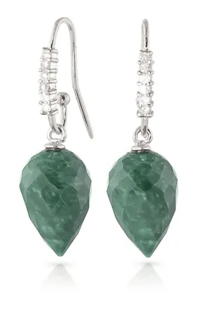 25.98 Carat 14K Solid White Gold Lucky Endings Emerald Diamond Earrings