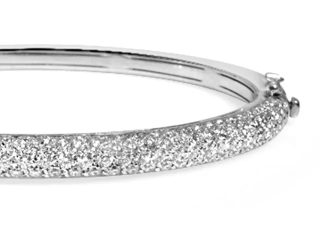 ﻿﻿2.87ctw Three Row Pave Set Diamond Bangle