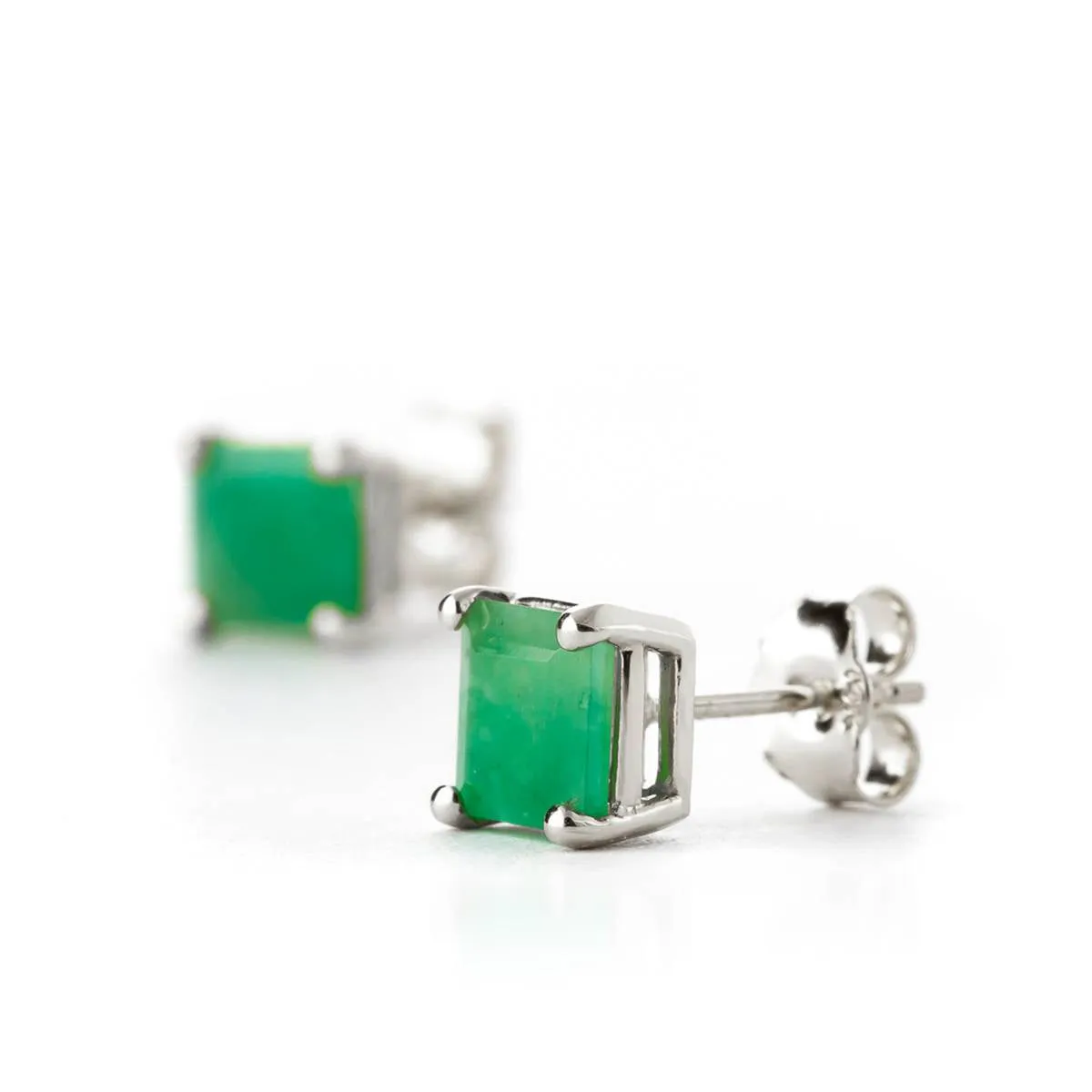 2.9 Carat 14K Solid White Gold Lights On Emerald Earrings