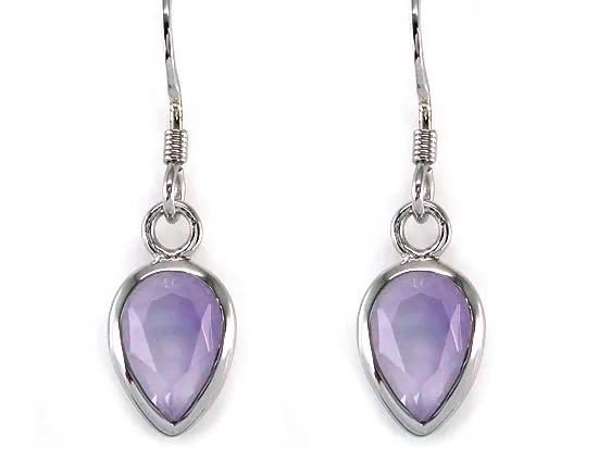 3 Carat Genuine Purple Pear Cut Amethyst 925 Sterling Silver Dangle Fine Earrings XFE8004