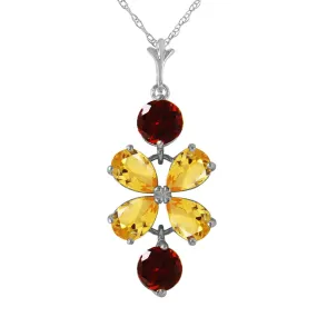 3.15 Carat 14K Solid White Gold Necklace Citrine Garneters