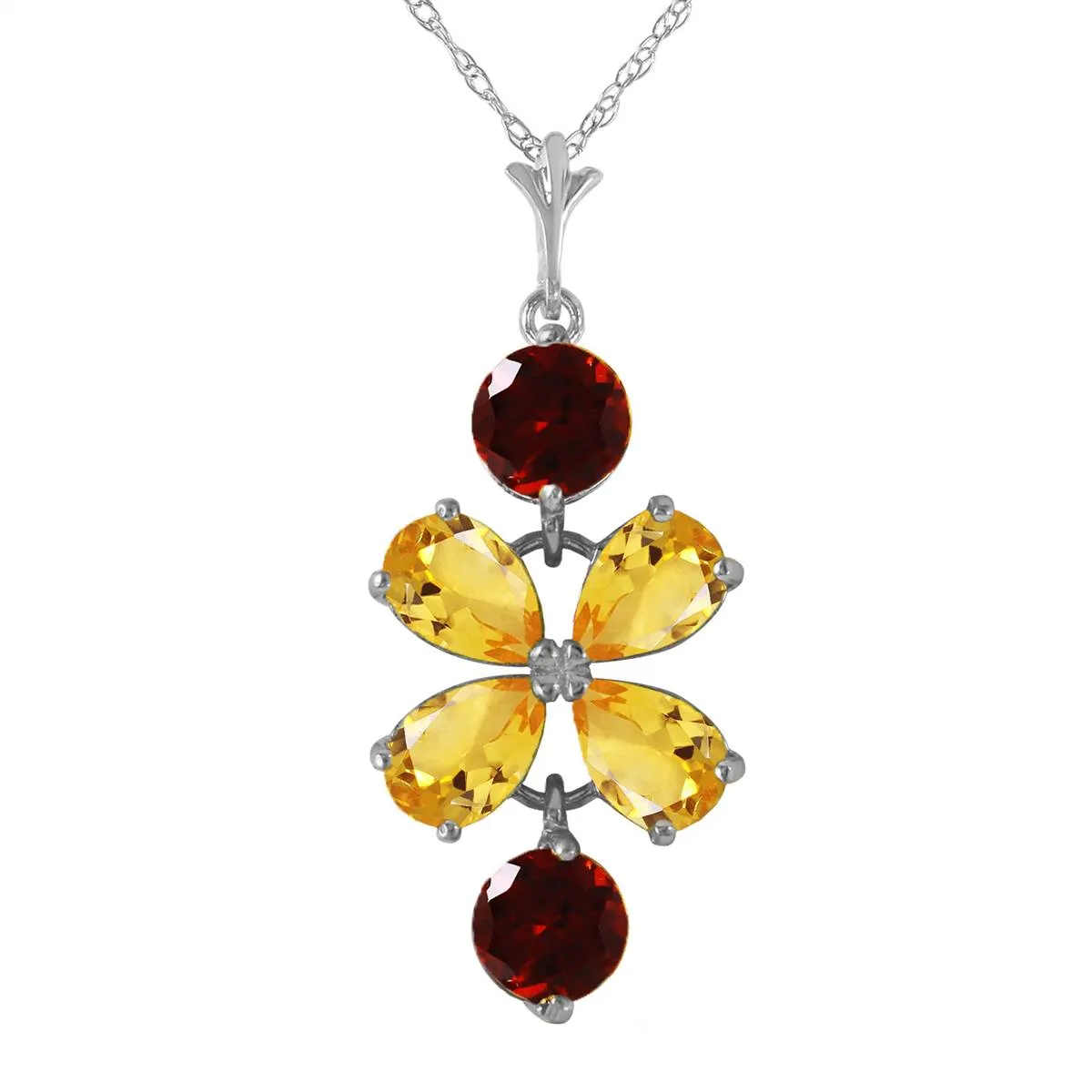 3.15 Carat 14K Solid White Gold Necklace Citrine Garneters