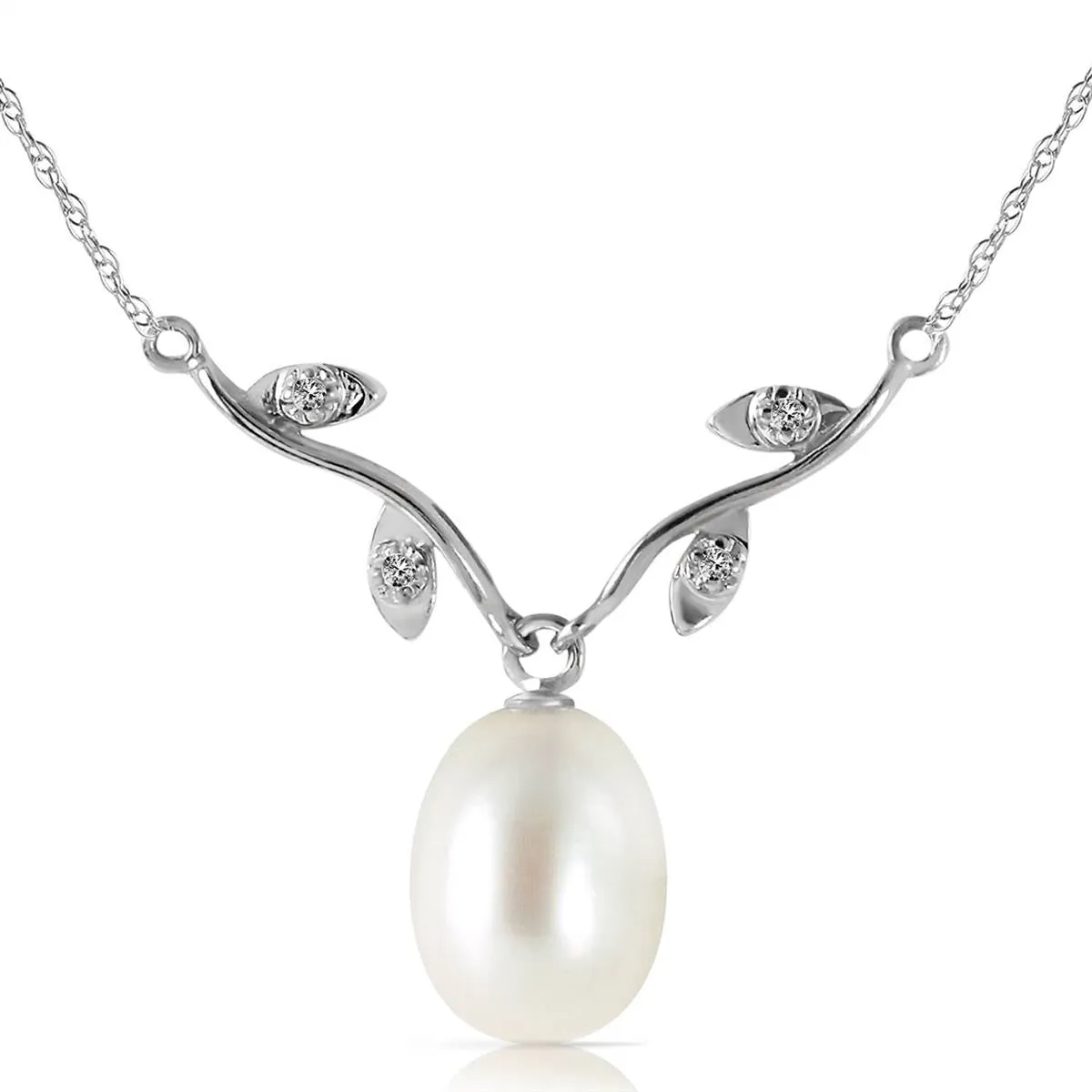 4.02 Carat 14K Solid White Gold Better Believe Pearl Diamond Necklace