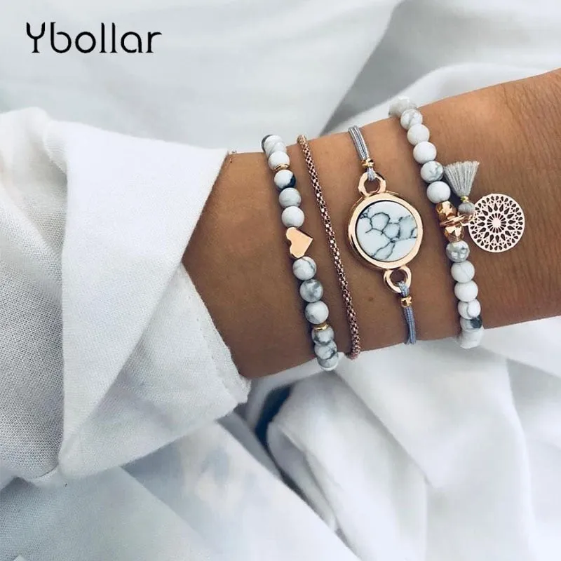 4pcs/Set Bohemian Beaded Branded bracelet