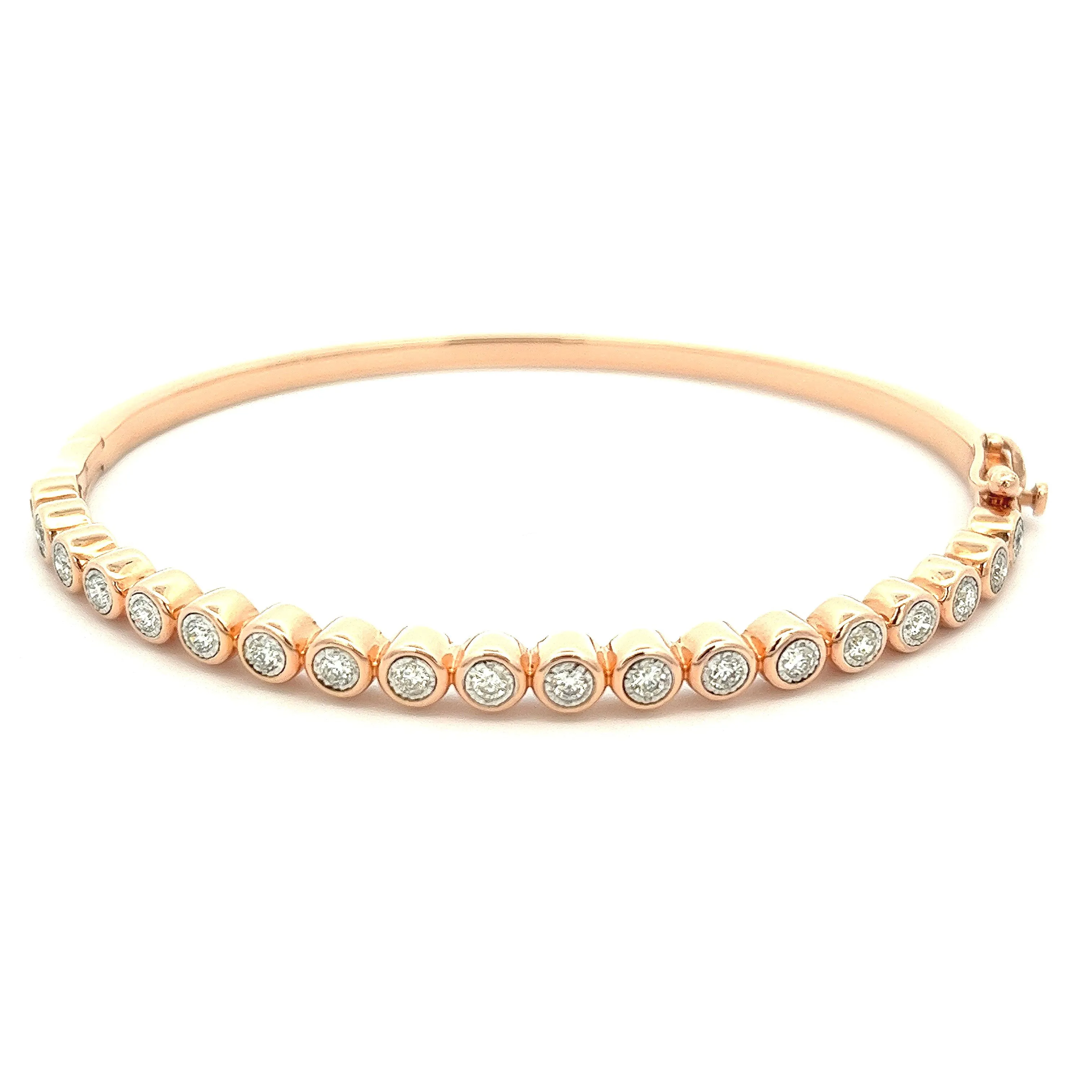 .50ct 14k Rose Gold Diamond Bezel Bangle