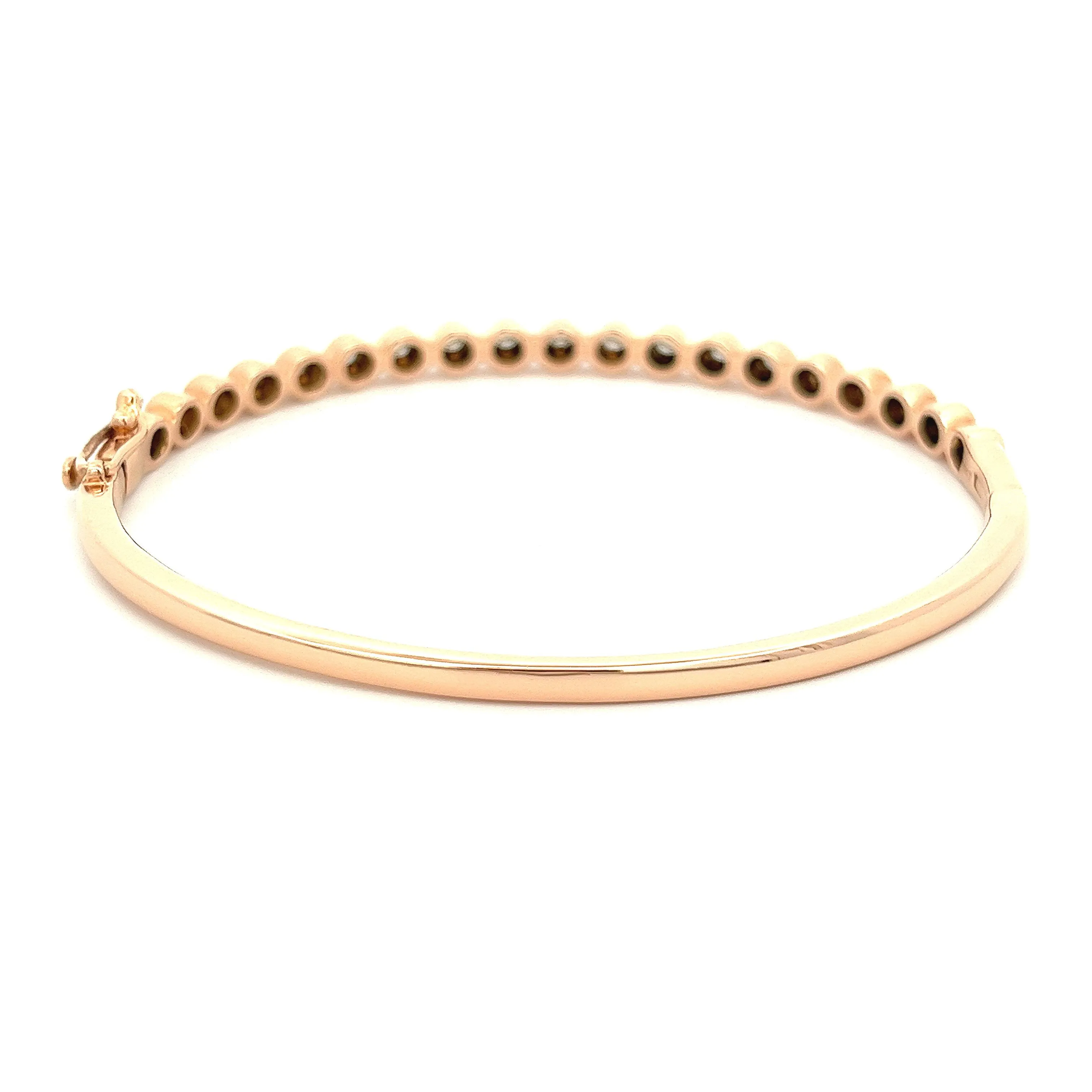 .50ct 14k Rose Gold Diamond Bezel Bangle