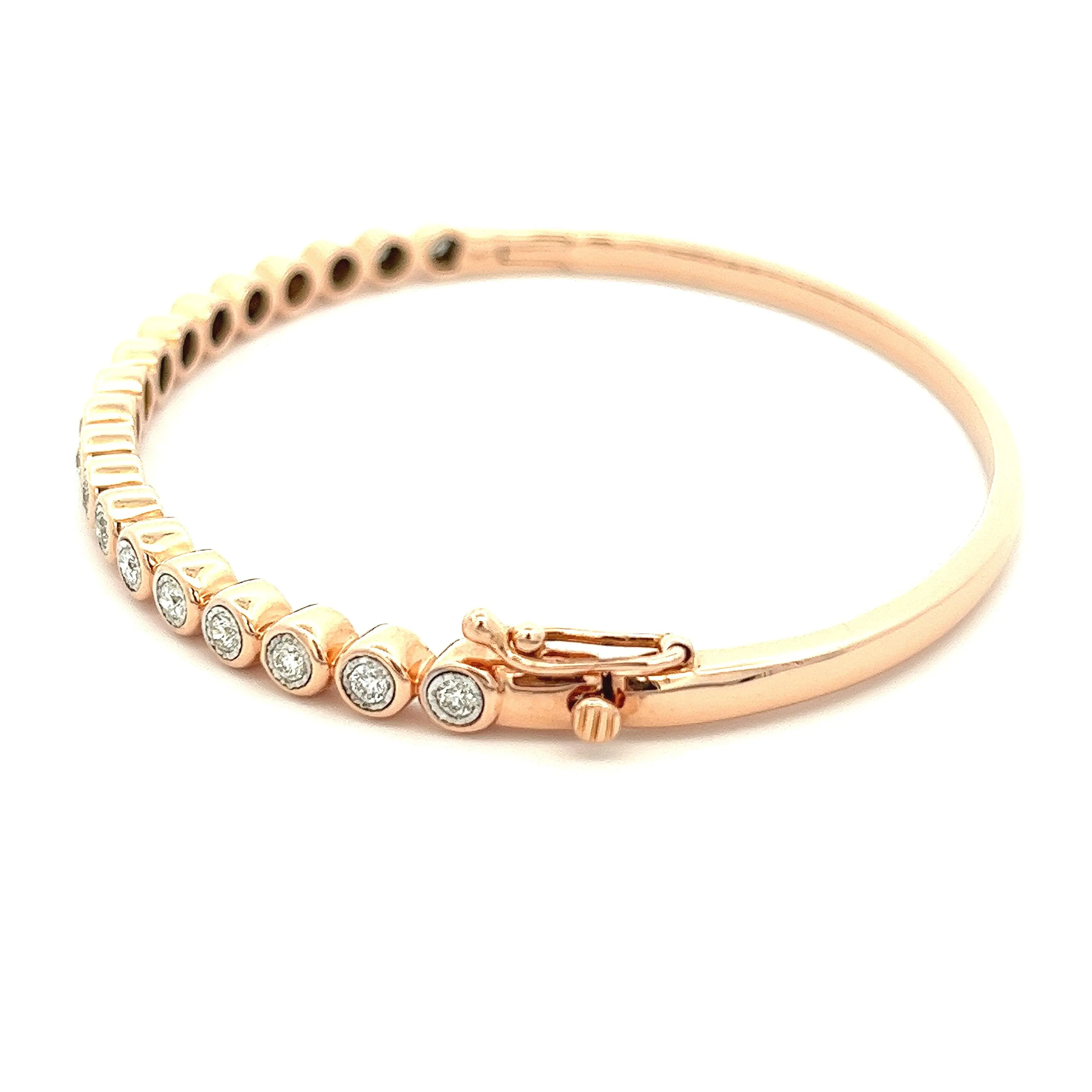 .50ct 14k Rose Gold Diamond Bezel Bangle