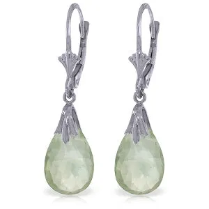 6 Carat 14K Solid White Gold Florence Green Amethyst Earrings