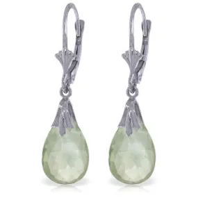 6 Carat 14K Solid White Gold Florence Green Amethyst Earrings