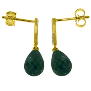 6.88 Carat 14K Solid Yellow Gold Adore Emerald Diamond Earrings