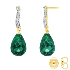 6.88 Carat 14K Solid Yellow Gold Adore Emerald Diamond Earrings