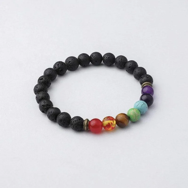 7 Chakra Lava Stone Bracelet - Essential Oil Diffuser