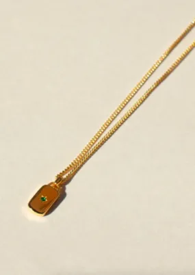 925 Lunette Gold Necklace Emerald