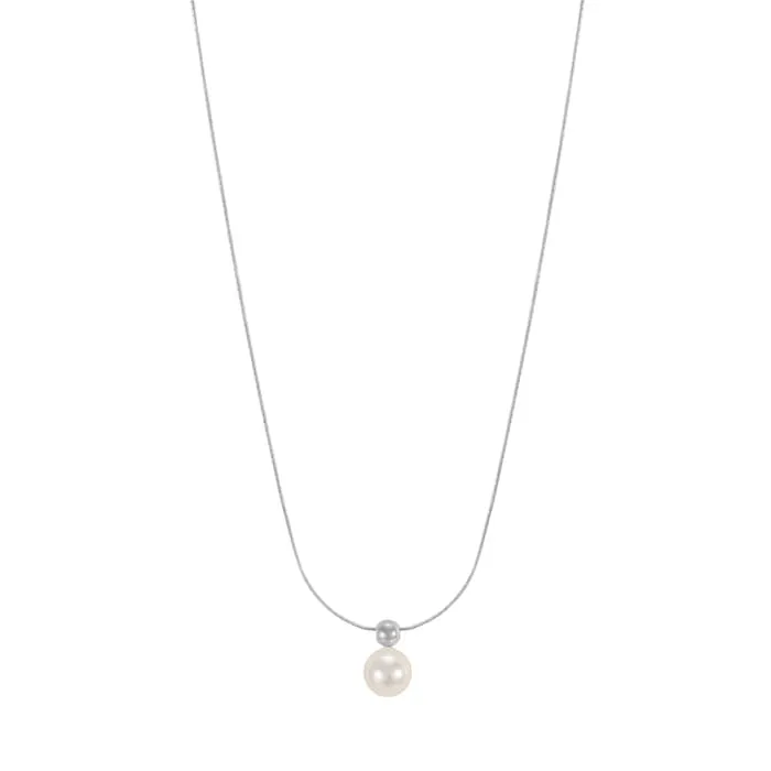 925 Sterling Silver 8MM Swarovski Pearl Pendant Necklace