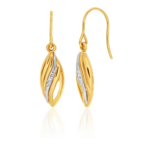 9ct Elegant Yellow Gold Diamond Drop Earrings