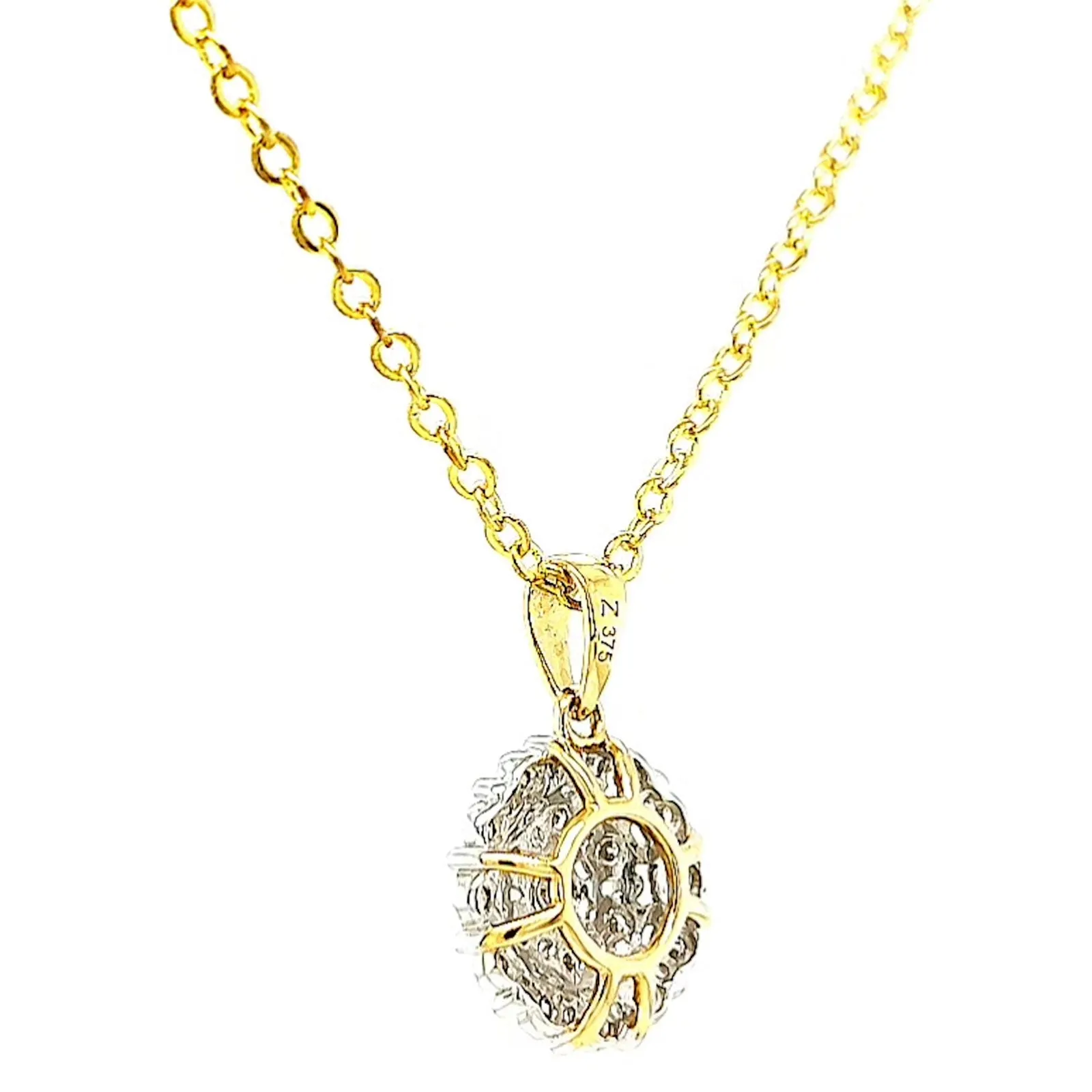 9ct Two Tone Gold Round Brilliant Cut 0.10 CARAT tw of Diamond Pendant