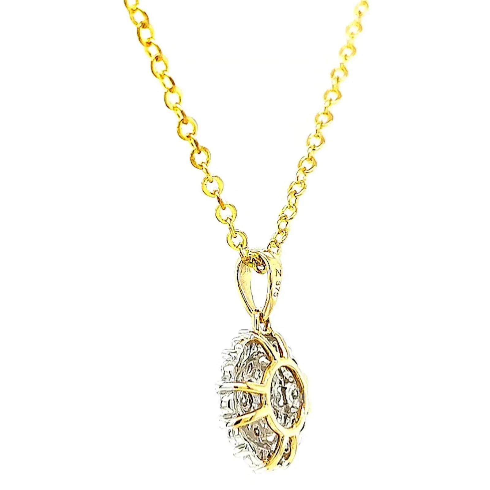 9ct Two Tone Gold Round Brilliant Cut 0.10 CARAT tw of Diamond Pendant