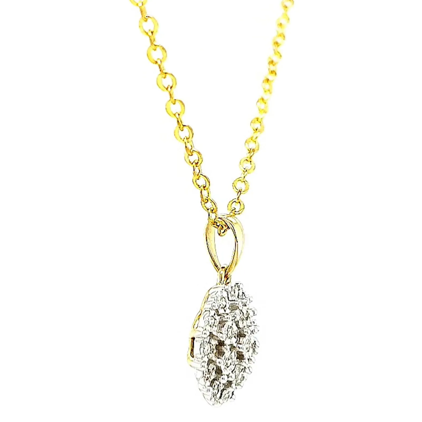 9ct Two Tone Gold Round Brilliant Cut 0.10 CARAT tw of Diamond Pendant