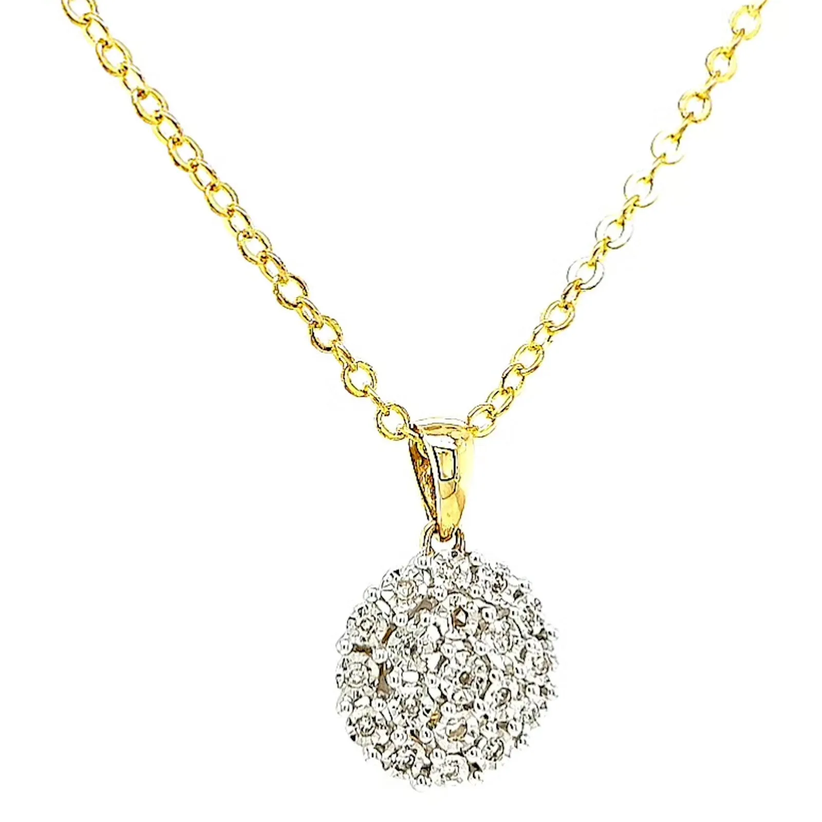 9ct Two Tone Gold Round Brilliant Cut 0.10 CARAT tw of Diamond Pendant